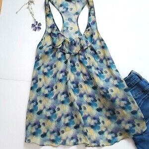RICHARD CHAI LOVE SILK FLORAL FEMININE FLOWY RUFFLE TANK TOP SLEEVELESS SZ 0